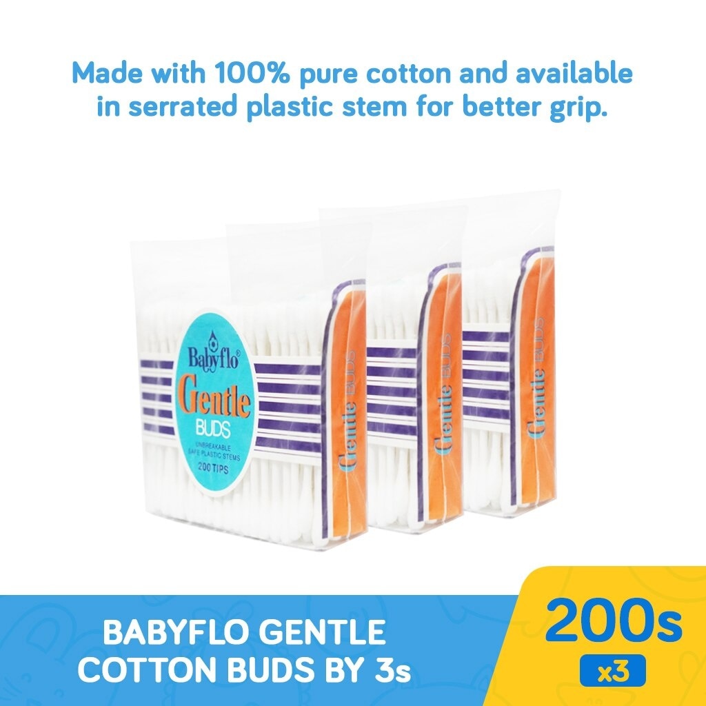 Babyflo Gentle Buds Plastic White 200s 2+1