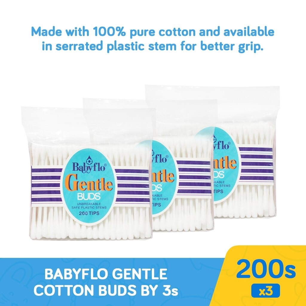 Babyflo Gentle Buds Plastic White 200s 2+1