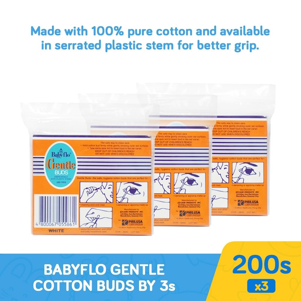 Babyflo Gentle Buds Plastic White 200s 2+1