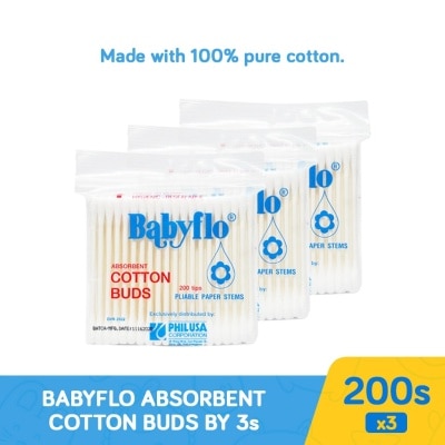 BABYFLO Babyflo Cotton Buds Paper Stem 200 Tips 3s