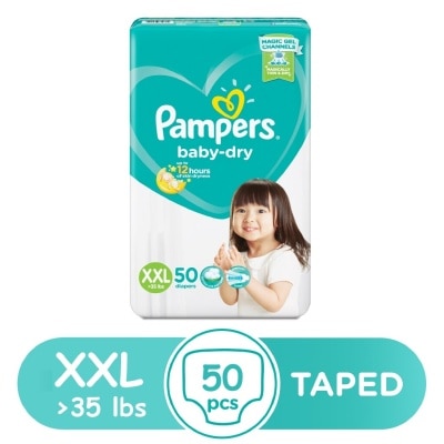 PAMPERS Baby Dry Taped Diapers Extra Extra Large (35+ lbs) - 50 pcs