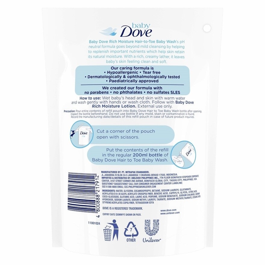 Hair to Toe Wash Rich Moisture Refill 220ml