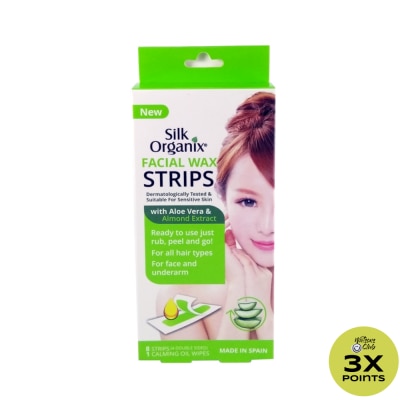 SILK Facial Wax Strips with Aloe Vera & Almond Extract