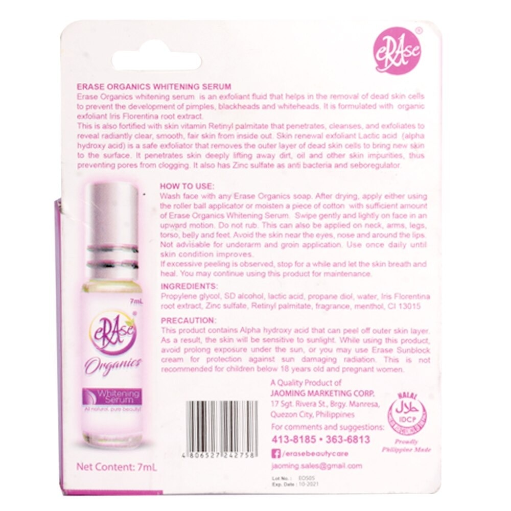 Erase Organics Whitening Serum 7ml