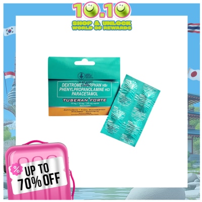 TUSERAN Tuseran Forte (Dextromethorpan Hydrobromide + Phenylpropanolamine Hydrochloride + Paracetamol) 4 Capsules