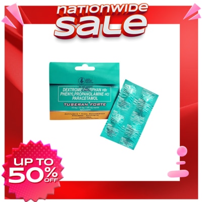 TUSERAN Tuseran Forte (Dextromethorpan Hydrobromide + Phenylpropanolamine Hydrochloride + Paracetamol) 4 Capsules