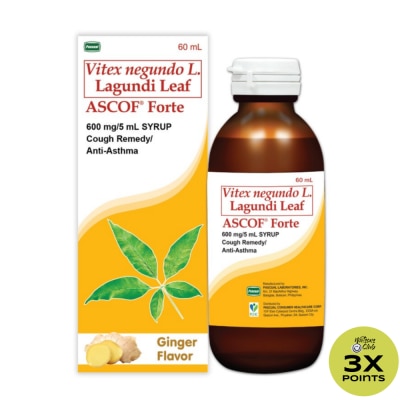 ASCOF Forte Lagundi for Adults 600mg/5ml Ginger Syrup 60ml