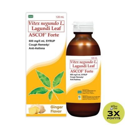 ASCOF Forte Lagundi for Adults 600mg/5ml Ginger Syrup 120ml
