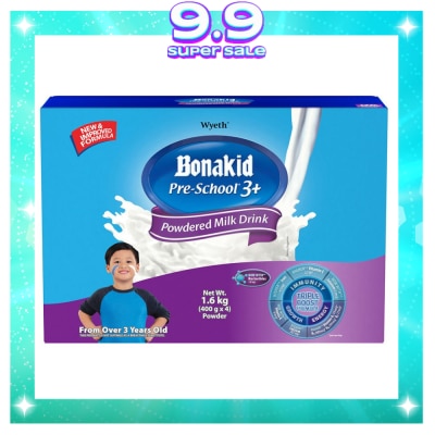 BONAKID PRE-SCHOOL® 3+ Stage 4 Powdered Milk Drink For Children Over 3 Years Old Bag in Box 1.6kg (400gx4)