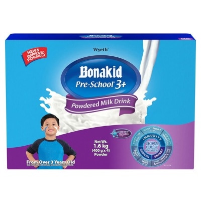 BONAKID PRE-SCHOOL® 3+ Stage 4 Powdered Milk Drink For Children Over 3 Years Old Bag in Box 1.6kg (400gx4)