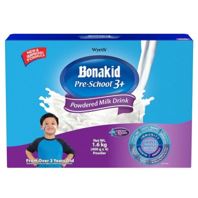 BONAKID PRE-SCHOOL® 3+ Stage 4 Powdered Milk Drink For Children Over 3 Years Old Bag in Box 1.6kg (400gx4)