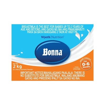 BONNA Stage 1 Infant Formula For 0 to 6 Months 2kg Box