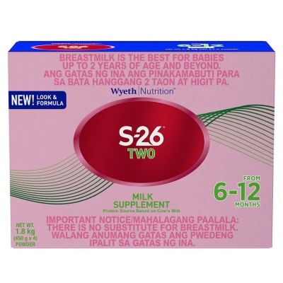 S26 TWO Milk Supplement For 6-12 Months Bag in Box 1.8 Kg (450g x 4)