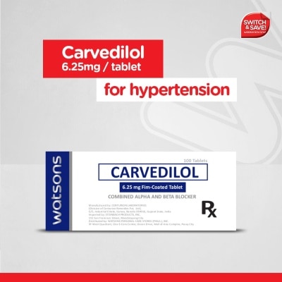 WATSONS GENERICS Carvedilol 6.25mg Tablet [PRESCRIPTION REQUIRED]