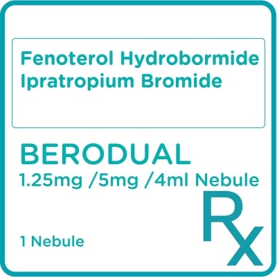 BERODUAL Fenoterol Hydrobromide + Ipratropium Bromide (As Monohydrate) 1.25mg/500mcg Per 4ml Solution For Inhalation 1 Nebule