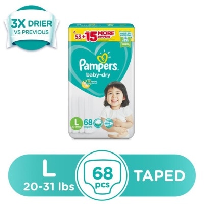 PAMPERS Baby Dry Taped Diaper Large 68s