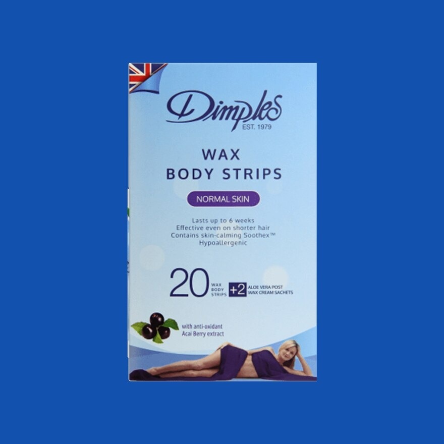 DIMPLES 20 WAX BODY STRIPS - NORMAL SKIN, ALOE VERA CREAM