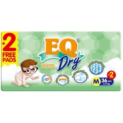 EQ Dry Disposable Baby Diapers M 36s