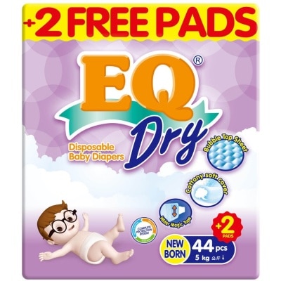 EQ Dry Disposable Baby Diapers Newborn 44s