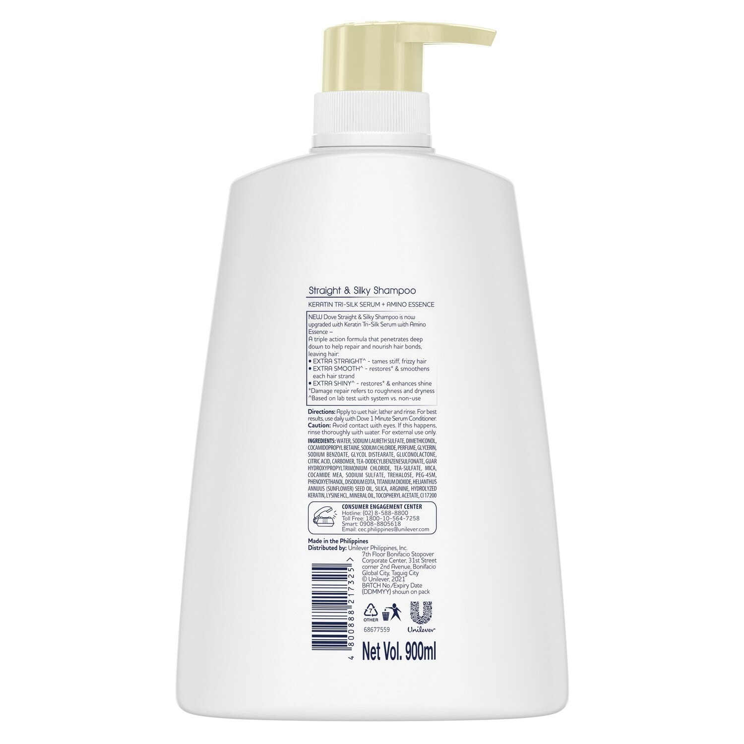 DOVE Bio-Keratin Straight and Silky Shampoo 900mL