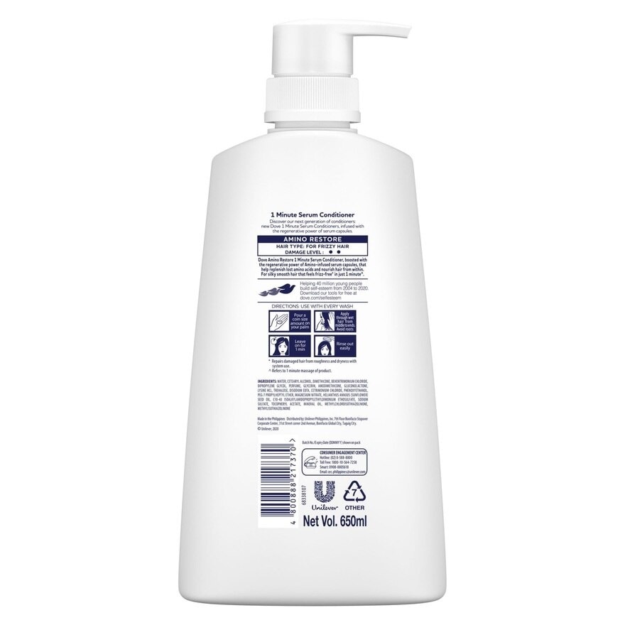 DOVE Bio-Keratin Straight and Silky 1 Minute Conditioner 650mL