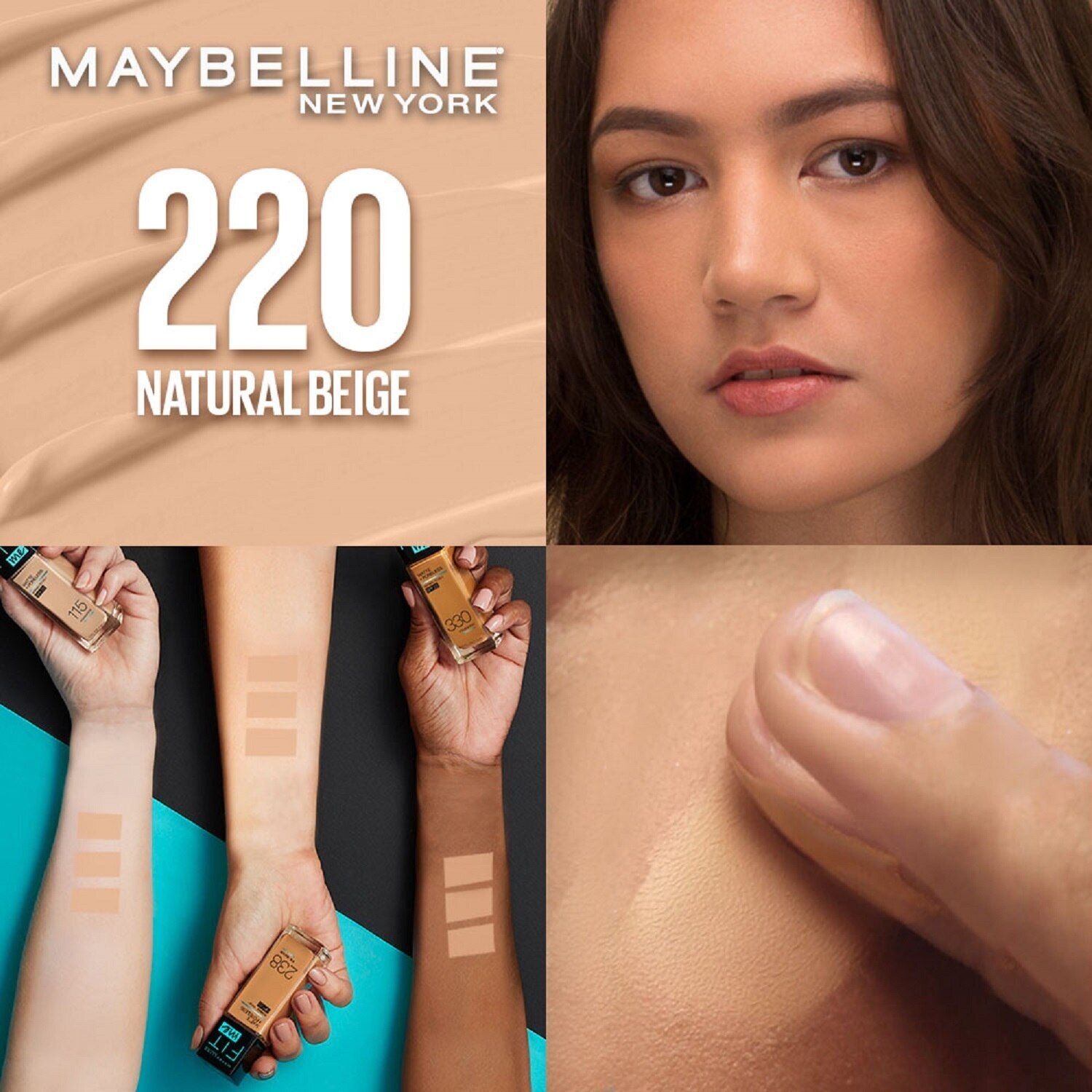 Fit Me Matte + Poreless Liquid Foundation (with SPF) - 220 Natural Beige 30ml