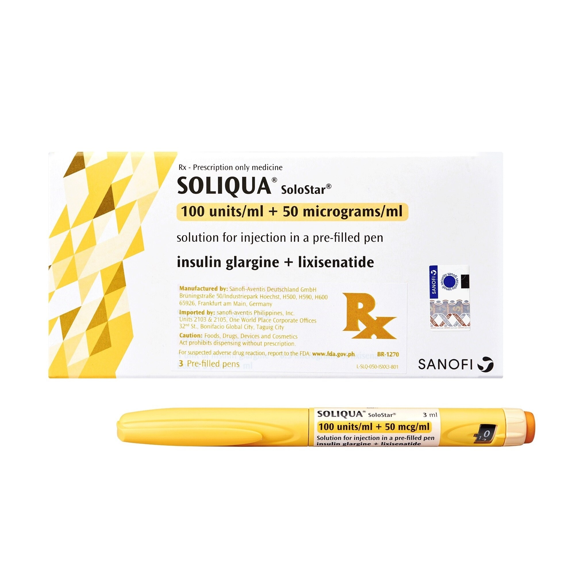 Insulin Glargine 100 Units/mL + Lixisenatide 50 mcg/mL [PRESCRIPTION REQUIRED] Available In Click & Collect Express Only