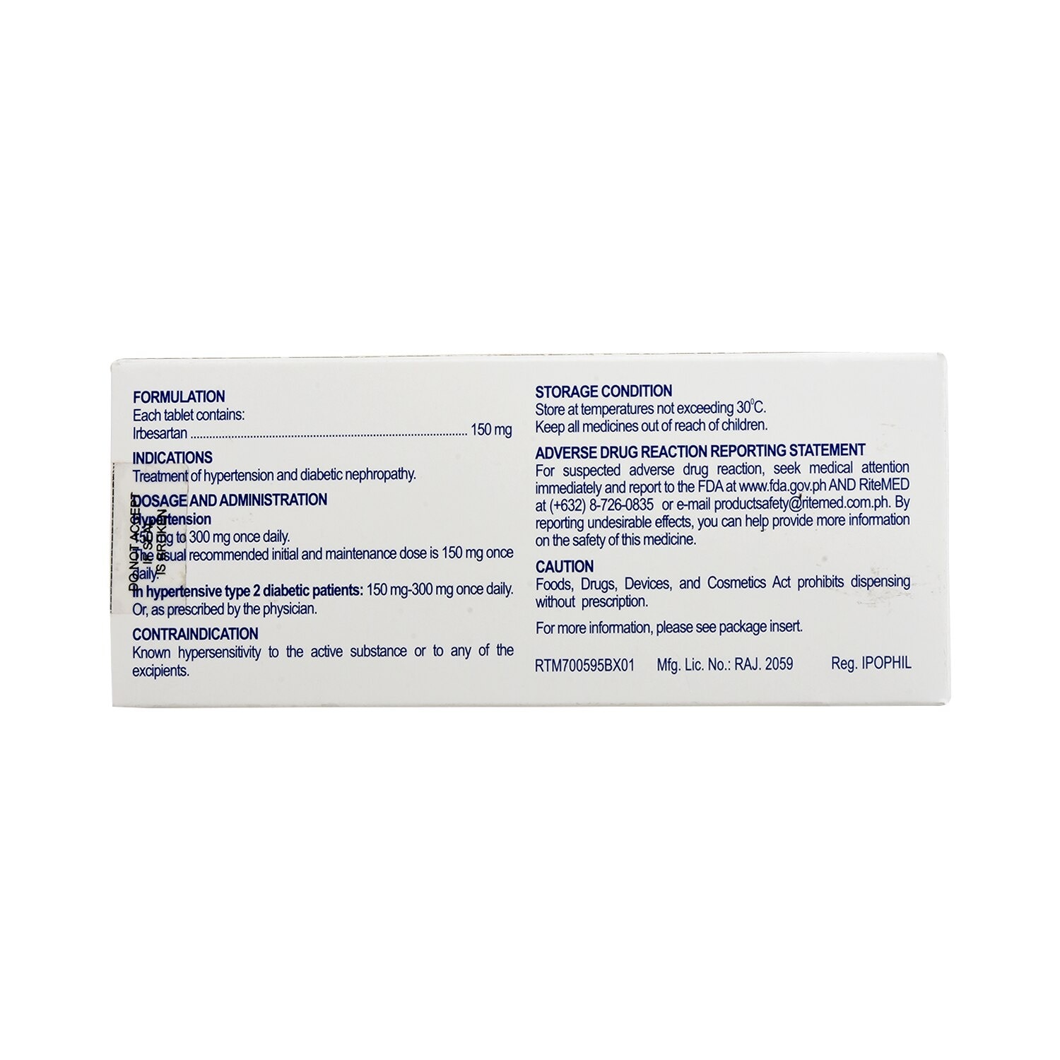 Irbesartan 150Mg 1 Tablet [PRESCRIPTION REQUIRED]