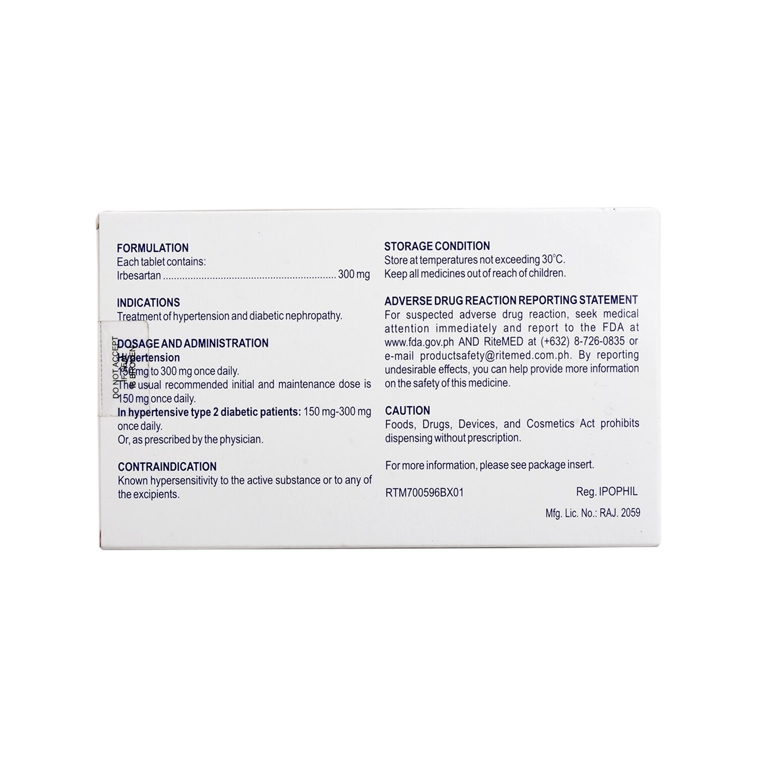 Irbesartan 300Mg 1 Tablet [PRESCRIPTION REQUIRED]