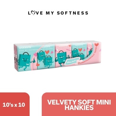 WATSONS Velvety Soft Mini Hankies 3ply 10s 10 packs