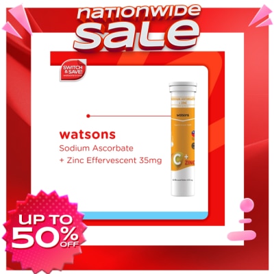 WATSONS GENERICS Sodium Ascorbate + Zinc 1000g/35mg 1 Effervescent Tablet