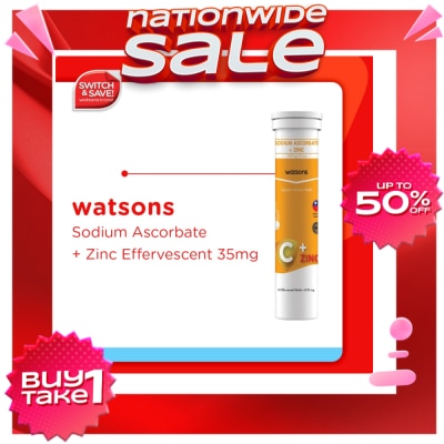 WATSONS GENERICS Sodium Ascorbate + Zinc 1000g/35mg 1 Effervescent Tablet