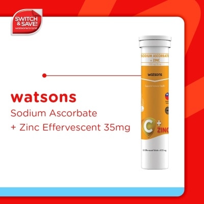 WATSONS GENERICS Sodium Ascorbate + Zinc 1000g/35mg 1 Effervescent Tablet