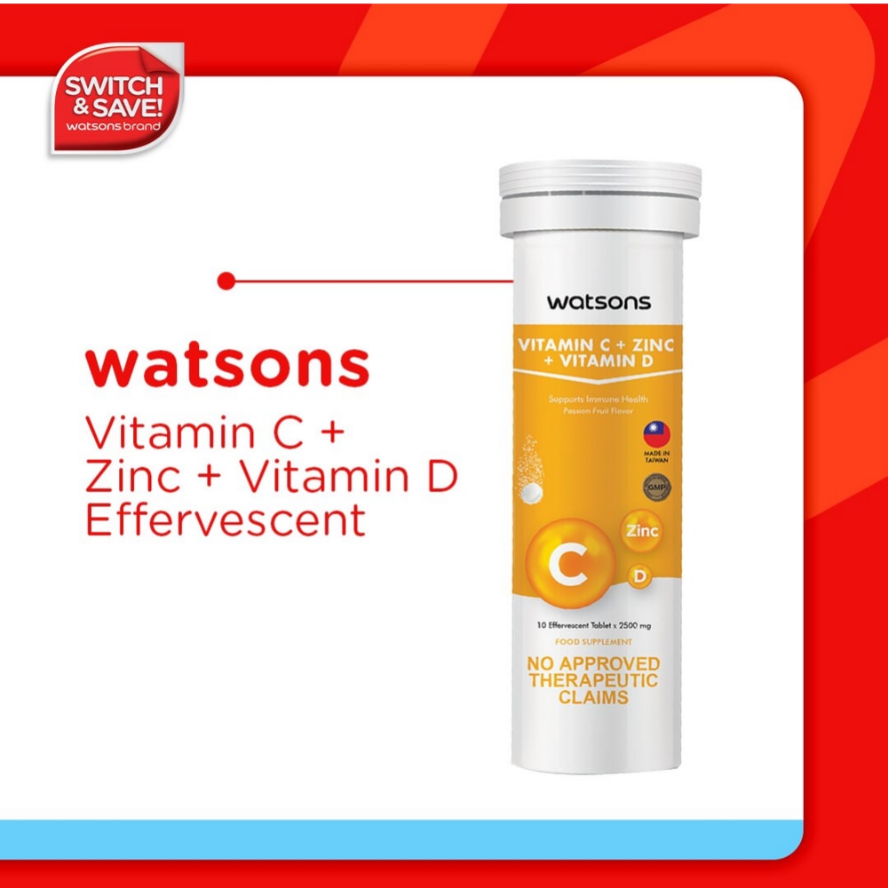 Vitamin C + Zinc + Vitamin D 2500mg per Effervescent Tablet