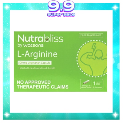 NUTRABLISS WS NUTRABLISS WS L-Arginine 500mg Vegetarian Capsule Sold Per Piece