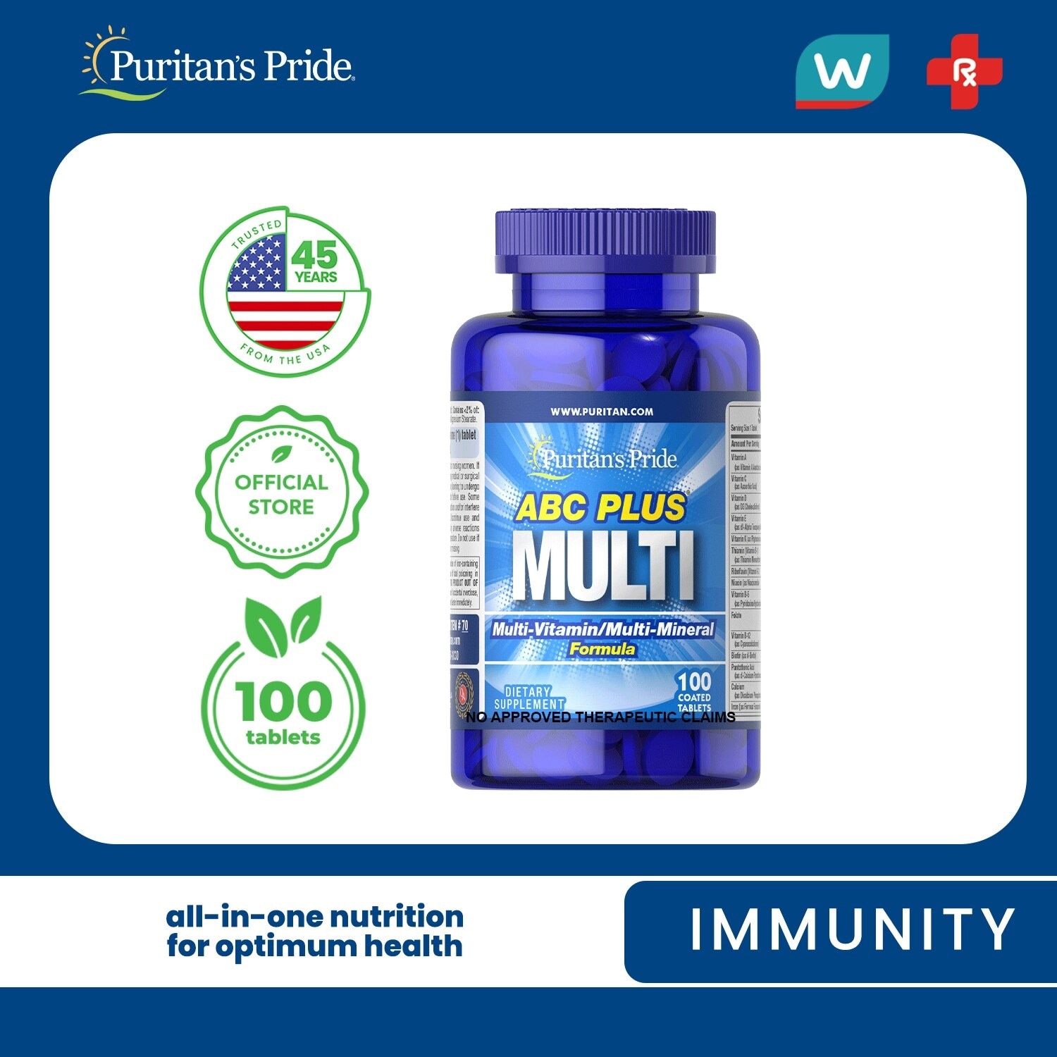 ABC Plus Multivitamins Multi-Mineral with Zinc Puritan's Pride