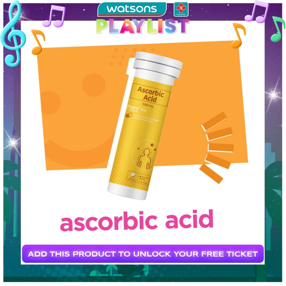 NUTRABLISS WS Ascorbic Acid 1000mg x 10 Effervescent Tablets (Expiry: June 10, 2026)