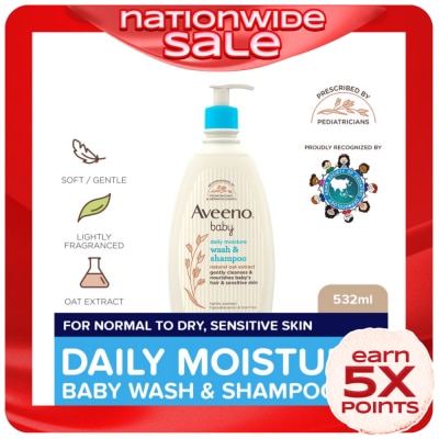 AVEENO Aveeno Baby Daily Wash & Shampoo 532ml - Newborn, For Sensitive Baby Skin, Baby Care, Baby Bath