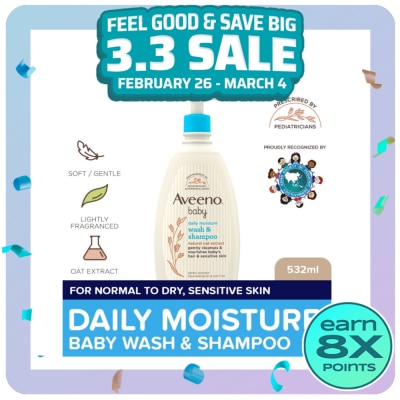 AVEENO Aveeno Baby Daily Wash & Shampoo 532ml - Newborn, For Sensitive Baby Skin, Baby Care, Baby Bath
