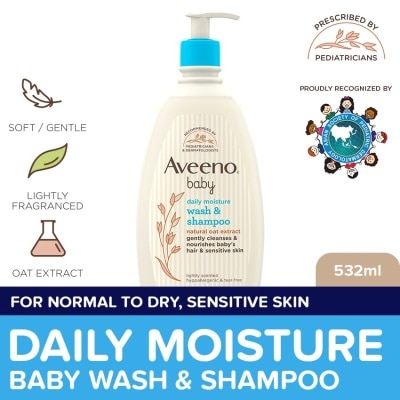 AVEENO Aveeno Baby Daily Wash & Shampoo 532ml - Newborn, For Sensitive Baby Skin, Baby Care, Baby Bath