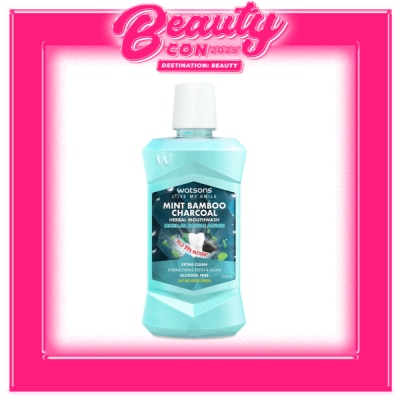 WATSONS Love My Smile Mint Bamboo Charcoal Herbal Mouthwash 500ml