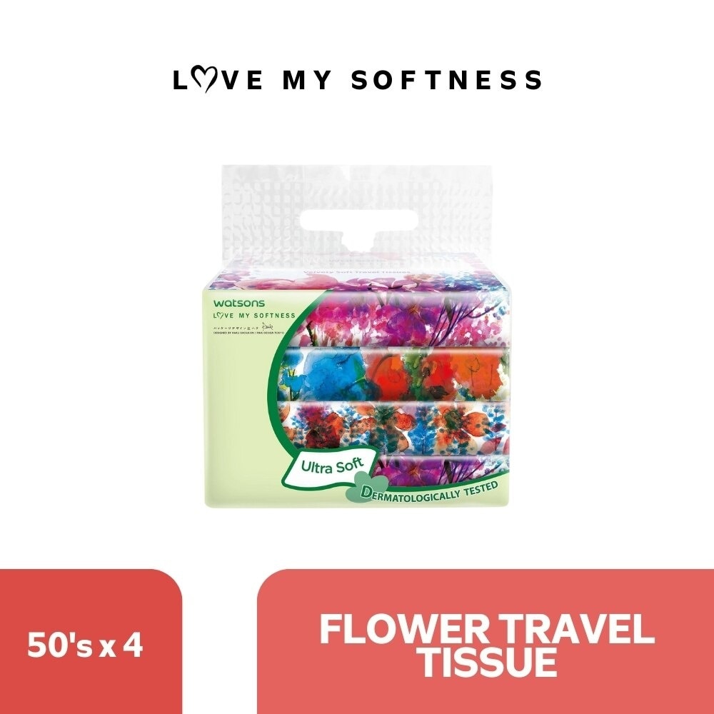 X Flower Travel Tissue 3ply 50 sheets 4 packs