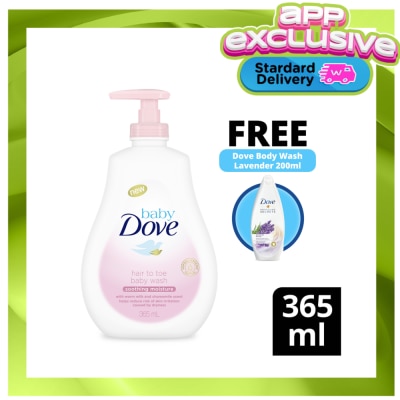 DOVE - Baby Hair to Toe Baby Wash Soothing Moisture 591ml with FREE Body Wash Lavender 200ml image