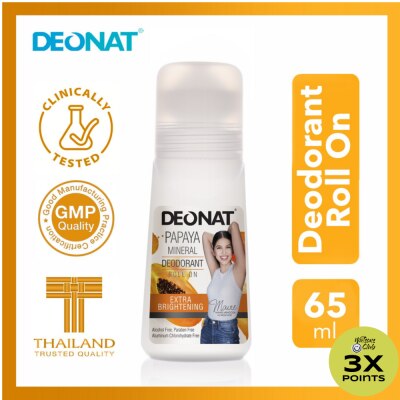 DEO NAT Papaya Mineral Deodorant Roll On 65ml