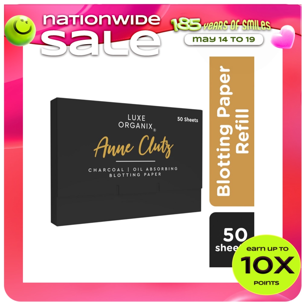 Luxe Organix Anne Clutz Charcoal Oil Absorbing Blotting Paper Refill 50 Sheets