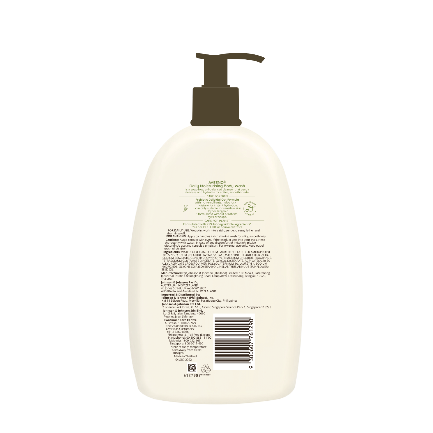 Aveeno Daily Moisturizing Body Wash 1L - Bodywash for Normal to Dry Skin, Sensitive Skin