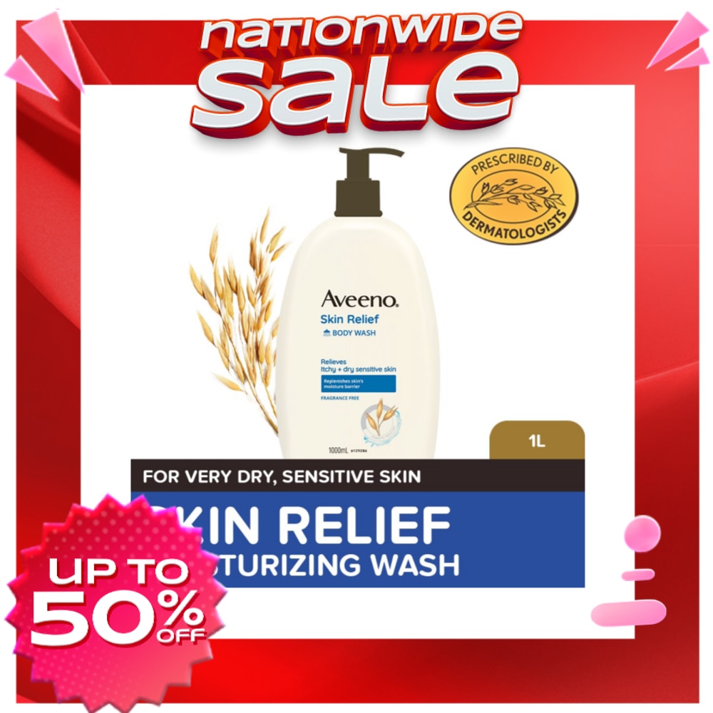 Aveeno Skin Relief Body Wash 1L - Bodywash for Sensitive/Dry/Itchy Skin, Eczema, Atopic Dermatitis