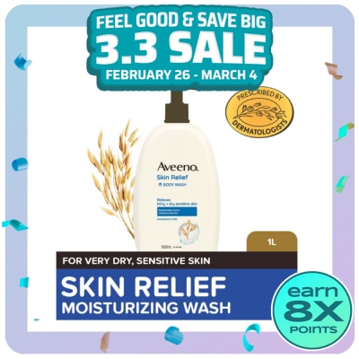 AVEENO Aveeno Skin Relief Body Wash 1L - Bodywash for Sensitive/Dry/Itchy Skin, Eczema, Atopic Dermatitis
