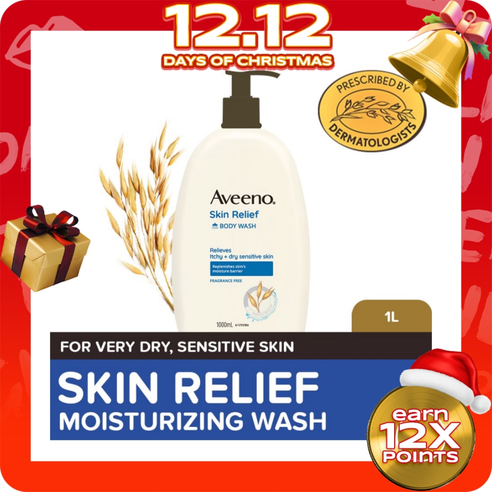 Aveeno Skin Relief Body Wash 1L - Bodywash for Sensitive/Dry/Itchy Skin, Eczema, Atopic Dermatitis