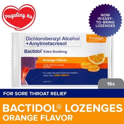 BACTIDOL Bactidol Extra Soothing Orange Lozenge 16pcs for On-The-Go, Sore Throat, Itchy Throat